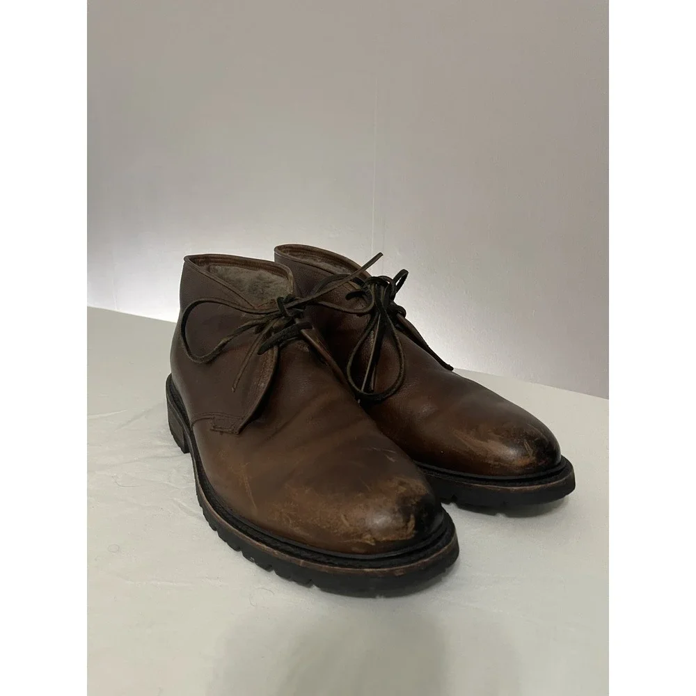 Frye Men's Size 10 Brown Leather James Lace Up‎ Chukka Boot Shearling Lined